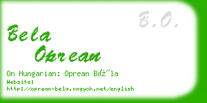 bela oprean business card